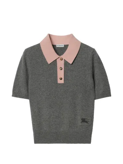 Burberry Cashmere Blend Polo Shirt In Grey