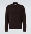 Burberry Embroidered Ekd Long-sleeved Polo T-shirt In Burgundy