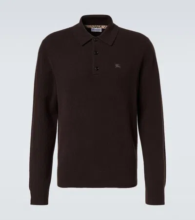Burberry Cashmere-blend Polo Sweater In Brown