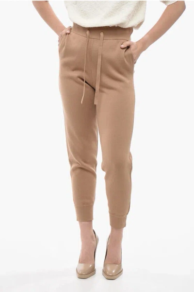 Burberry Cashmere Blend Sweatpants With Cuffs In Brown
