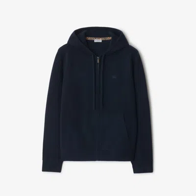 Burberry Cashmere Blend Zip Hoodie In Blue