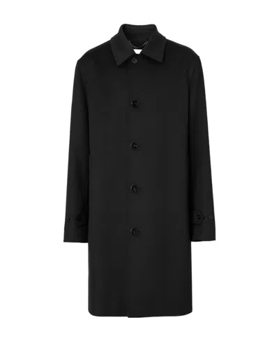 Burberry Collared Coat With Side Pockets And Long Sleeves In Black