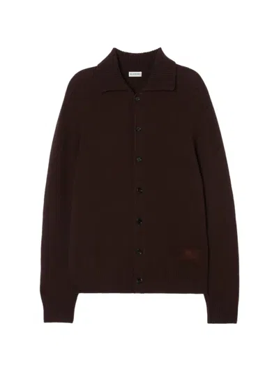 Burberry Cashmere-blend Ekd-embroidered Cardigan In Brown