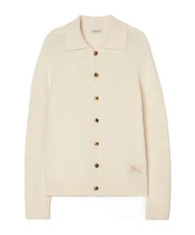 Burberry Cashmere Cardigan In White