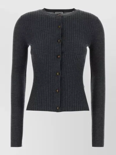 Burberry Cashmere Cardigan Long Sleeves Crew Neck In Blue