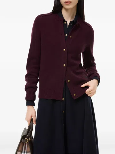 Burberry Cashmere Cardigan In Burgundy