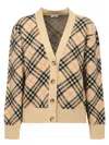 Burberry Checked V-neck Buttoned Cardigan In Neutrals