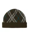 Burberry Check Cashmere Blend Beanie In Grey