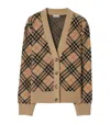 Burberry Check Jacquard Cashmere Cardigan In Neutrals