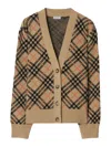 Burberry Check Jacquard Cashmere Cardigan In Nude & Neutrals