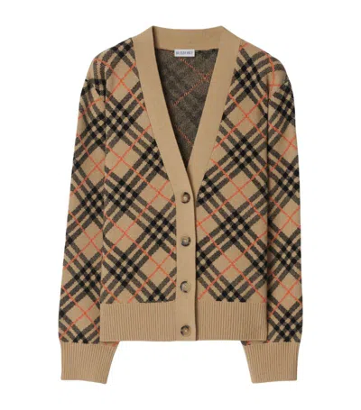 Burberry Check Jacquard Cashmere Cardigan In Multi