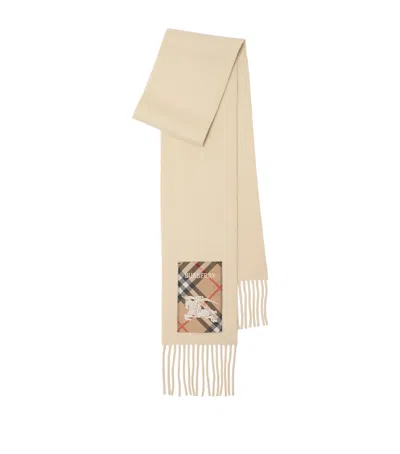 Burberry Cashmere Check Patch Scarf In Sand