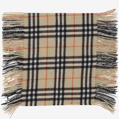 Burberry Cashmere Check Scarf In Beige