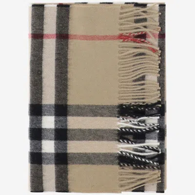 Burberry Cashmere Check Scarf In Beige