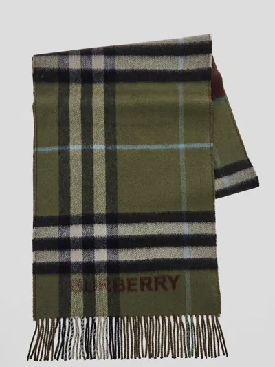 Burberry Cashmere Check Scarf In Brownshrub