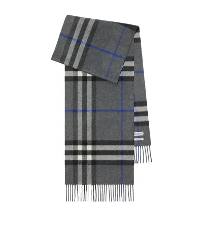 Burberry Cashmere Check Scarf In Gray