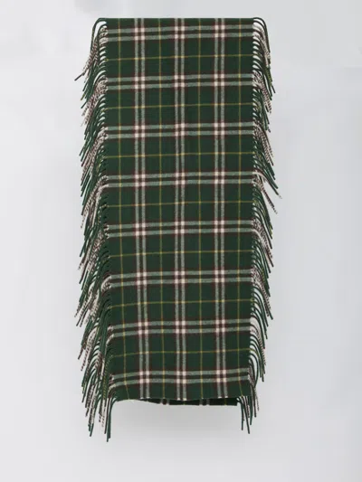 Burberry Cashmere Check Scarf In Ivy