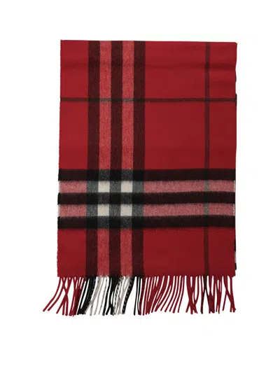Burberry Cashmere "check" Scarf In Red