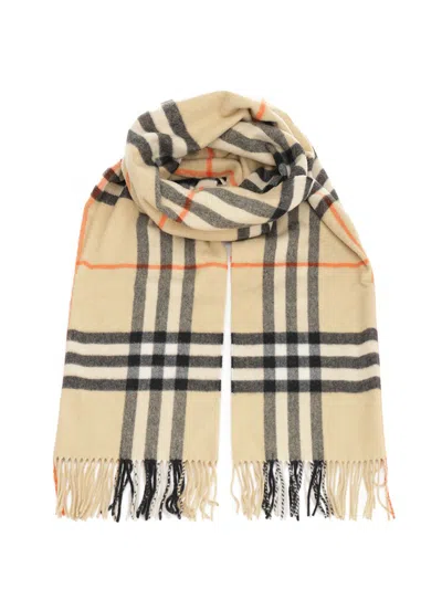 BURBERRY CASHMERE CHECK SCARF SCARVES AND FOULARDS BEIGE