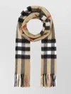 BURBERRY CASHMERE CHECKERED SCARF FRINGE DETAILING