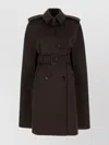 Burberry Cashmere Coat With Belted Waist And Epaulettes In Brown