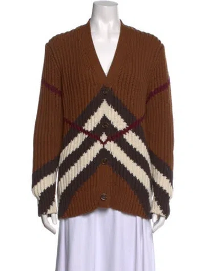 Pre-owned Burberry Cashmere Colorblock Pattern Sweater In Brown