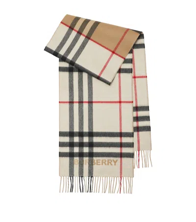 Burberry Cashmere Contrast Check Scarf In Brown