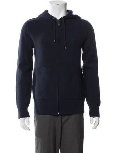 Pre-owned Burberry Cashmere Crew Neck Hoodie In Blue