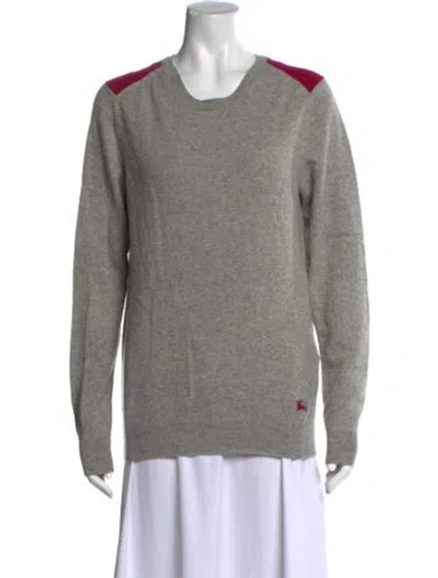 Pre-owned Burberry Cashmere Crew Neck Sweater In Gray