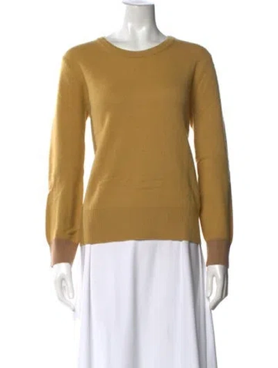 Pre-owned Burberry Cashmere Crew Neck Sweater In Yellow