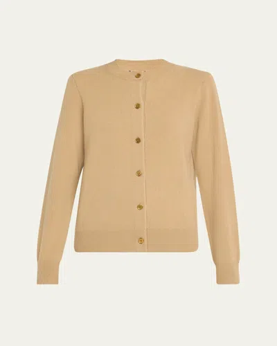 Burberry Cashmere Crewneck Cardigan In Brown