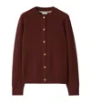 Burberry Cashmere Ekd-embroidered Cardigan In Burgundy