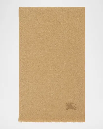 Burberry Cashmere Ekd Embroidered Scarf In Brown