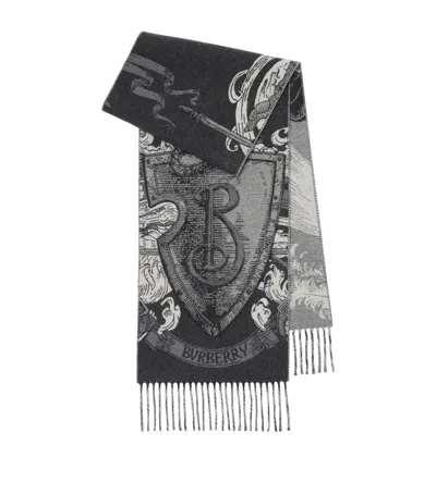 Burberry Cashmere Ekd Scarf In Gray