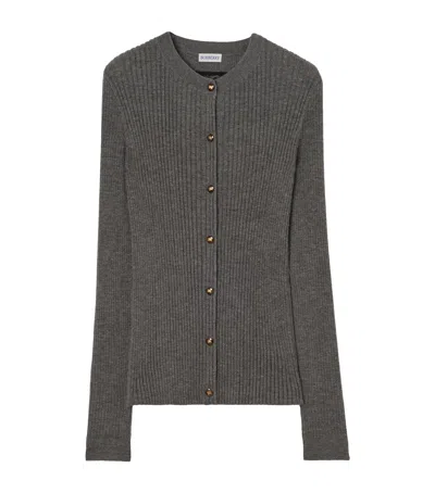 Burberry Cashmere Ekd-button Slim Cardigan In Gray