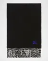 Burberry Cashmere Embroidered Ekd Scarf In Black