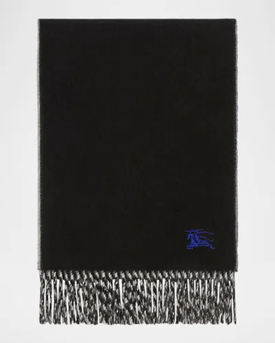 Burberry Cashmere Embroidered Ekd Scarf In Black