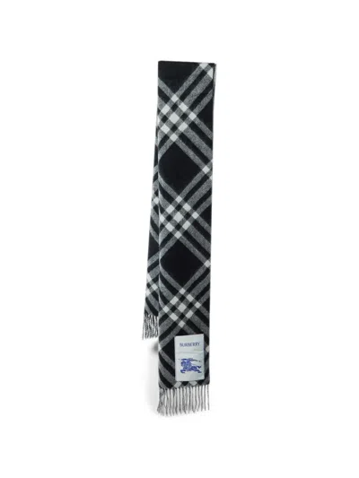 Pre-owned Burberry Cashmere Fringed Scarf In Black