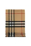 Burberry Beige Check Cashmere Scarf In Brown