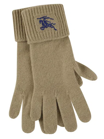 Burberry Cashmere Gloves With Ribbed Cuff In Neutral