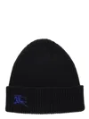 Burberry Black Beanie With Embroidered Ekd Logo On The Front In Cashmere In Black