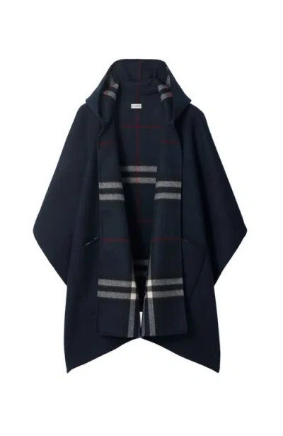 Burberry Cashmere Hooded Cape In Blue