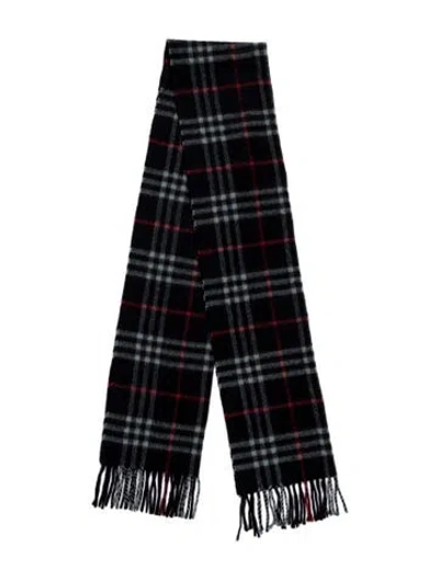 Pre-owned Burberry Cashmere House Check Pattern Scarf In Blue