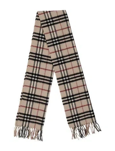 Pre-owned Burberry Cashmere House Check Pattern Scarf In Brown