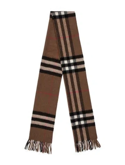 Pre-owned Burberry Cashmere House Check Pattern Scarf In Brown