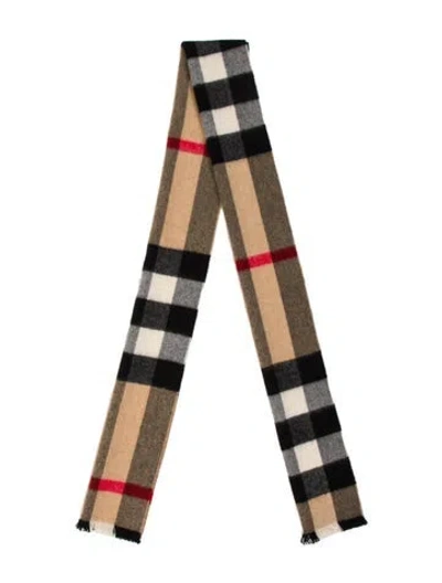 Pre-owned Burberry Cashmere House Check Pattern Scarf In Neutral