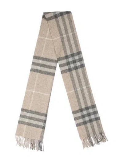 Pre-owned Burberry Cashmere House Check Pattern Scarf In Neutral