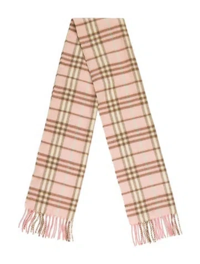 Pre-owned Burberry Cashmere House Check Pattern Scarf In Pink