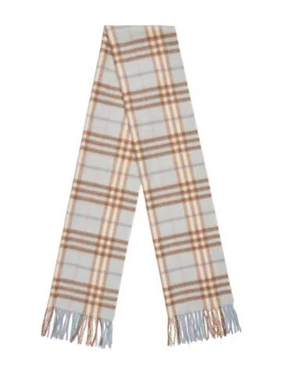 Pre-owned Burberry Cashmere House Check Pattern Scarf W/ Tags In Blue