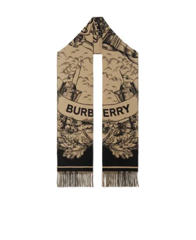 Burberry Ekd Cashmere Jacquard Reversible Scarf In Nude